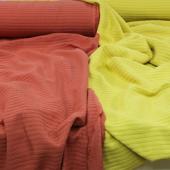 Kremit Hardal Örgü Desenli Pike Kumaş