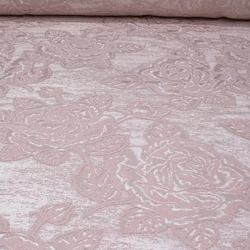 Büyük Çiçek Desenli Pudra Şönil Pike