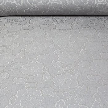 Büyük Çiçek Desenli Gri Şönil Pike