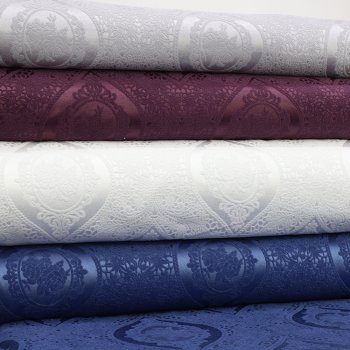 Şal Desenli Şönil Pike Krem-Mürdüm-Beyaz-İndigo Kumaş