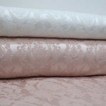 Osmanlı Desen Şönil Pike Beyaz-Pudra Kumaş