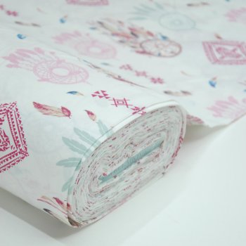 Tüy Desenli Pembe Poplin Kumaş