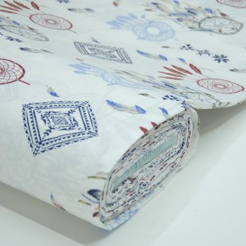 Tüm Desenli Mavi Poplin Kumaş