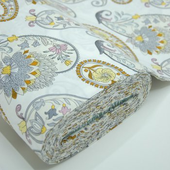 Şal Desen Gri Poplin Kumaş