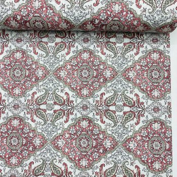 Kare Osmanlı Desenli Pudra Poplin Kumaş