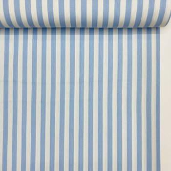 Kalın Çizgi Desenli Mavi Poplin Kumaş